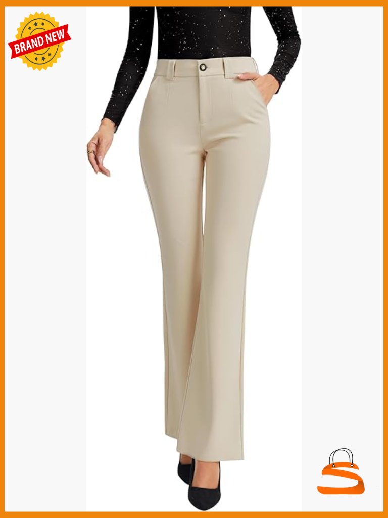 Stretchy Bootcut Dress Pants Trousers With Pockets Casual Office Work